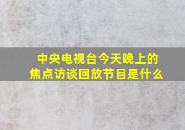 中央电视台今天晚上的焦点访谈回放节目是什么