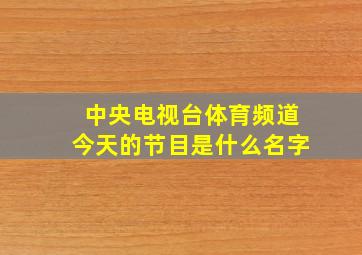 中央电视台体育频道今天的节目是什么名字