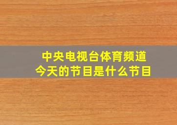 中央电视台体育频道今天的节目是什么节目