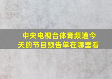 中央电视台体育频道今天的节目预告单在哪里看