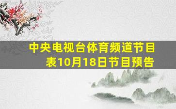 中央电视台体育频道节目表10月18日节目预告