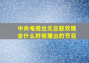 中央电视台元旦联欢晚会什么时候播出的节目