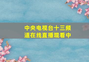 中央电视台十三频道在线直播观看中