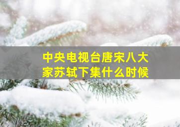 中央电视台唐宋八大家苏轼下集什么时候