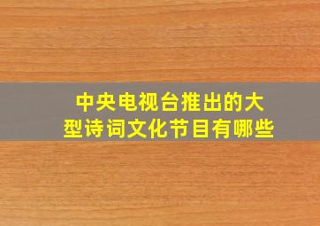 中央电视台推出的大型诗词文化节目有哪些