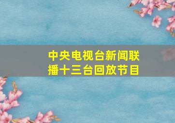 中央电视台新闻联播十三台回放节目