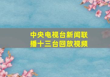 中央电视台新闻联播十三台回放视频