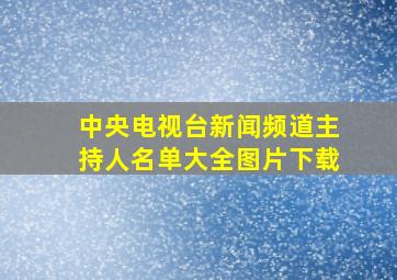 中央电视台新闻频道主持人名单大全图片下载