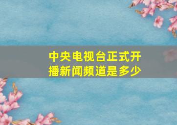 中央电视台正式开播新闻频道是多少