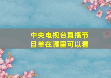 中央电视台直播节目单在哪里可以看