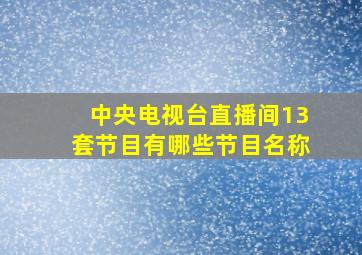 中央电视台直播间13套节目有哪些节目名称