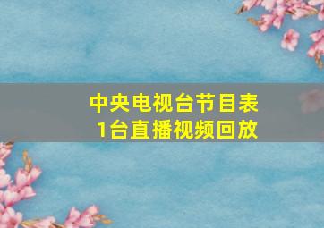 中央电视台节目表1台直播视频回放