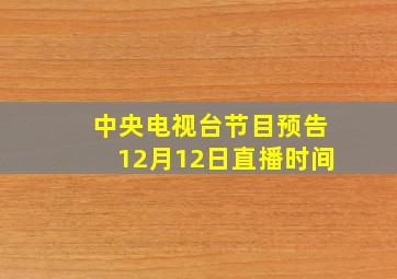 中央电视台节目预告12月12日直播时间