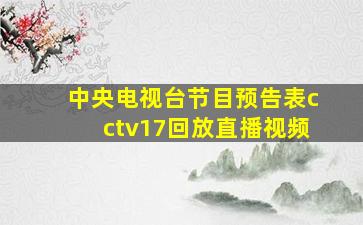 中央电视台节目预告表cctv17回放直播视频