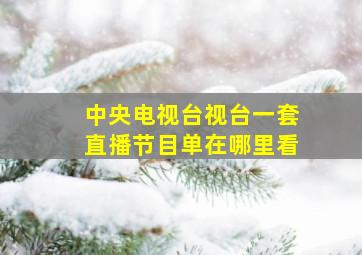 中央电视台视台一套直播节目单在哪里看