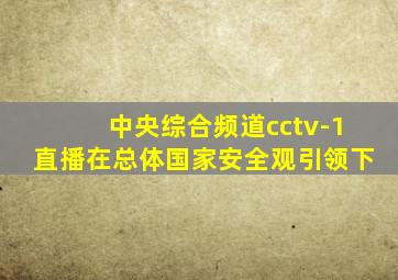 中央综合频道cctv-1直播在总体国家安全观引领下