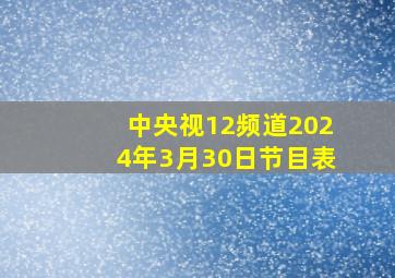 中央视12频道2024年3月30日节目表