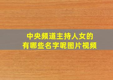 中央频道主持人女的有哪些名字呢图片视频