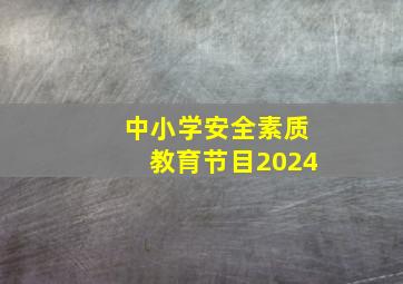 中小学安全素质教育节目2024