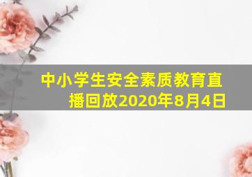 中小学生安全素质教育直播回放2020年8月4日