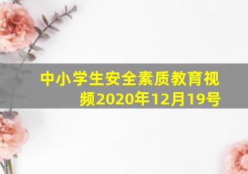 中小学生安全素质教育视频2020年12月19号