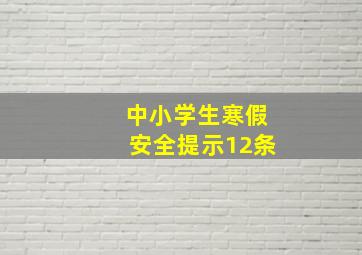 中小学生寒假安全提示12条