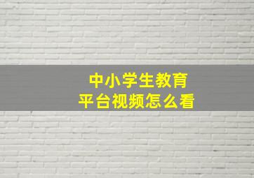 中小学生教育平台视频怎么看