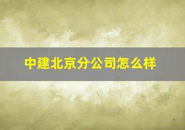 中建北京分公司怎么样