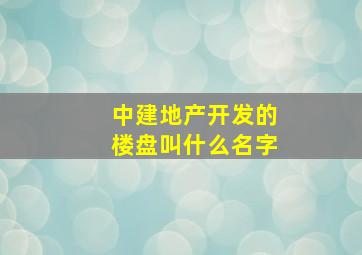 中建地产开发的楼盘叫什么名字