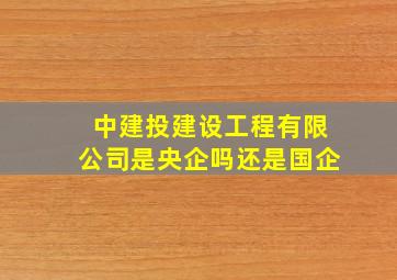 中建投建设工程有限公司是央企吗还是国企