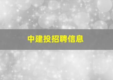 中建投招聘信息