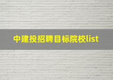 中建投招聘目标院校list