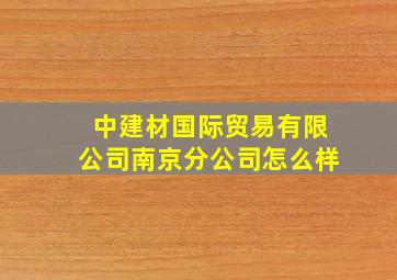 中建材国际贸易有限公司南京分公司怎么样