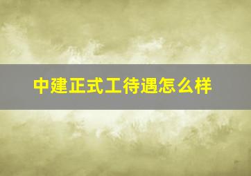 中建正式工待遇怎么样