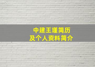 中建王瑾简历及个人资料简介