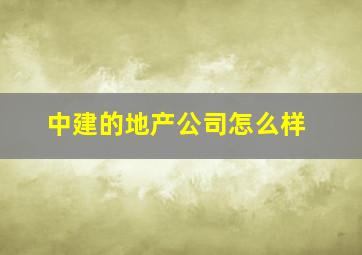 中建的地产公司怎么样