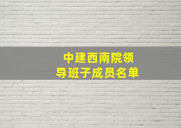 中建西南院领导班子成员名单