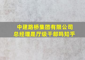 中建路桥集团有限公司总经理是厅级干部吗知乎