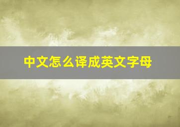 中文怎么译成英文字母