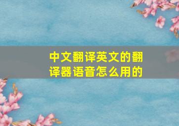 中文翻译英文的翻译器语音怎么用的