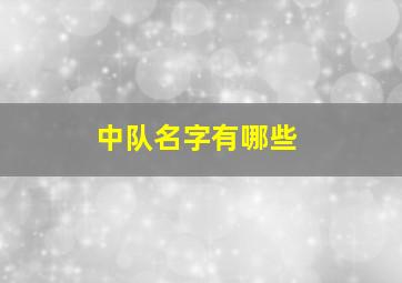 中队名字有哪些