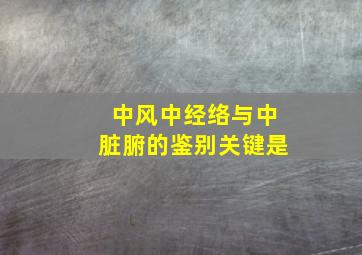 中风中经络与中脏腑的鉴别关键是