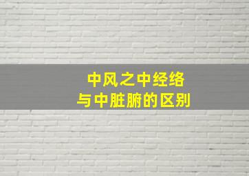 中风之中经络与中脏腑的区别