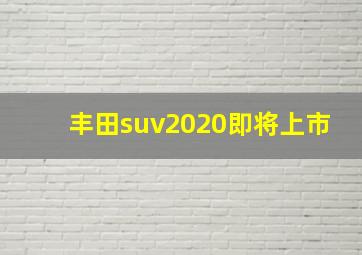 丰田suv2020即将上市