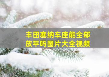 丰田塞纳车座能全部放平吗图片大全视频