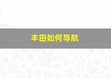 丰田如何导航