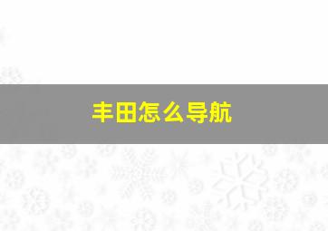 丰田怎么导航