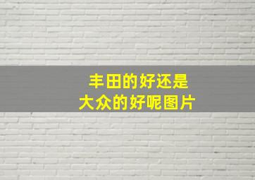 丰田的好还是大众的好呢图片