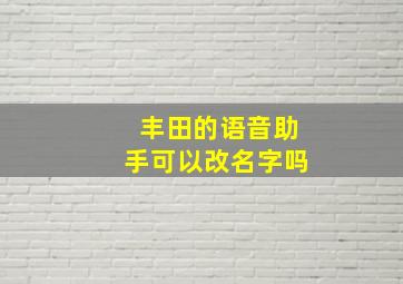 丰田的语音助手可以改名字吗