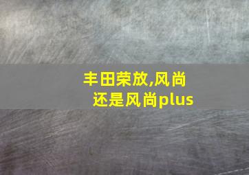 丰田荣放,风尚还是风尚plus